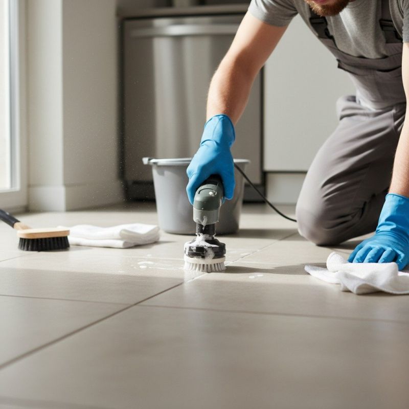 Local Grout Scrubbing pros at work